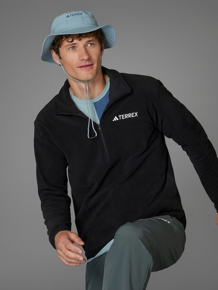 adidas Black Essentials 1/2 Zip Fleece Jacket - Image 5 of 11