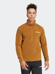 rjava - jakna iz flisa z zadrgo adidas Essentials 1/2 suknjič - Slika 1 iz 7