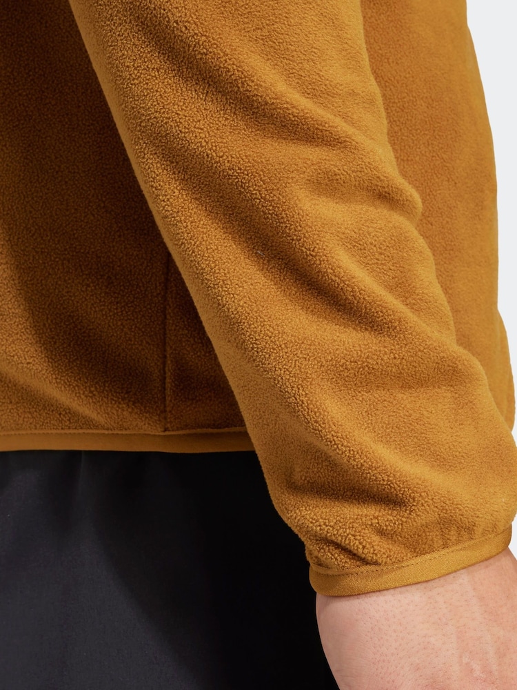 adidas Brown Essentials 1/2 Zip Fleece Jacket - Image 6 of 7