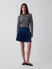 Gap Blue Denim Pleated Mini Skirt - Image 1 of 4