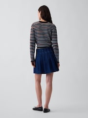 Gap Blue Denim Pleated Mini Skirt - Image 2 of 4