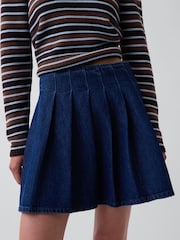 Gap Blue Denim Pleated Mini Skirt - Image 4 of 4