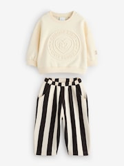 Cream Printed Sweatshirt and Barrel Leg Joggers Set (3mths-7yrs) - Image 5 of 9