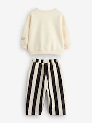 Cream Printed Sweatshirt and Barrel Leg Joggers Set (3mths-7yrs) - Image 6 of 9