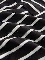 Black/White Stripe Pocket Detail Long Sleeve Drawstring 100% Cotton T-Shirt - Image 8 of 8
