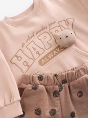Brown Spot Printed Sweatshirt and Barrel Leg Joggers Set (3mths-7yrs) - Image 7 of 9
