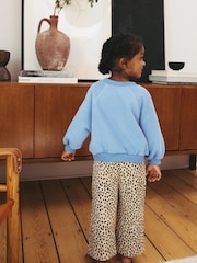 Blue Cat Sweatshirt and Printed 100% Cotton Wide Leg Joggers Set (3mths-7yrs) - Image 2 of 8