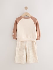 Brown/Cream Crew 100% Cotton Sweatshirt & Joggers Set (3mths-7yrs) - Image 6 of 9