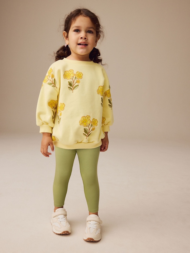 Yellow Floral Sweatshirt and Leggings Set (3mths-7yrs) - Image 1 of 9