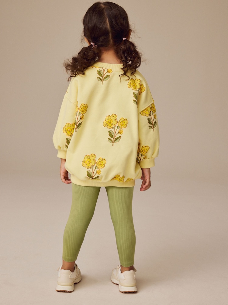 Yellow Floral Sweatshirt and Leggings Set (3mths-7yrs) - Image 2 of 9