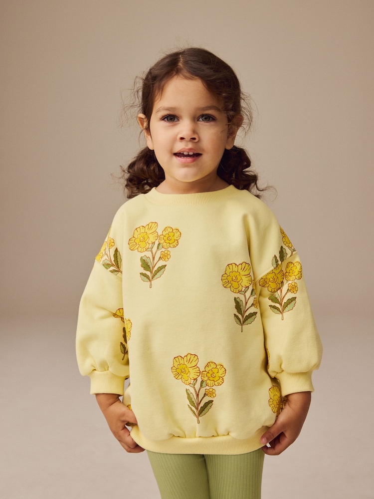 Yellow Floral Sweatshirt and Leggings Set (3mths-7yrs) - Image 4 of 9