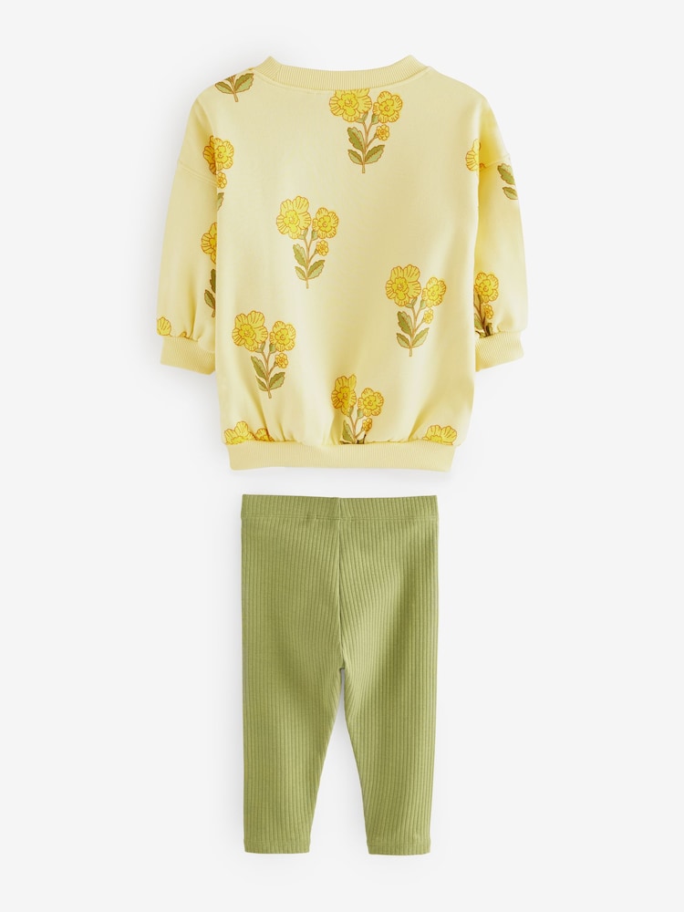 Yellow Floral Sweatshirt and Leggings Set (3mths-7yrs) - Image 6 of 9