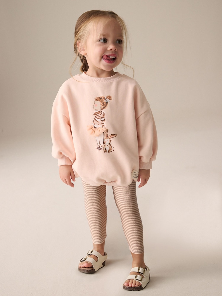 Pink Ballerina Crew Sweatshirt & Leggings Set (3mths-7yrs) - Image 1 of 8