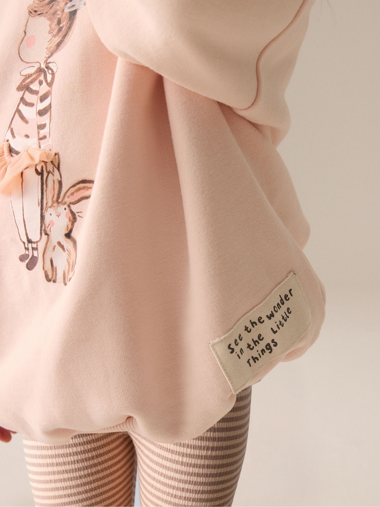 Pink Ballerina Crew Sweatshirt & Leggings Set (3mths-7yrs) - Image 3 of 8