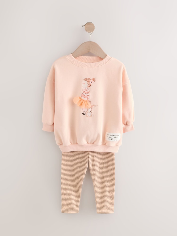 Pink Ballerina Crew Sweatshirt & Leggings Set (3mths-7yrs) - Image 5 of 8