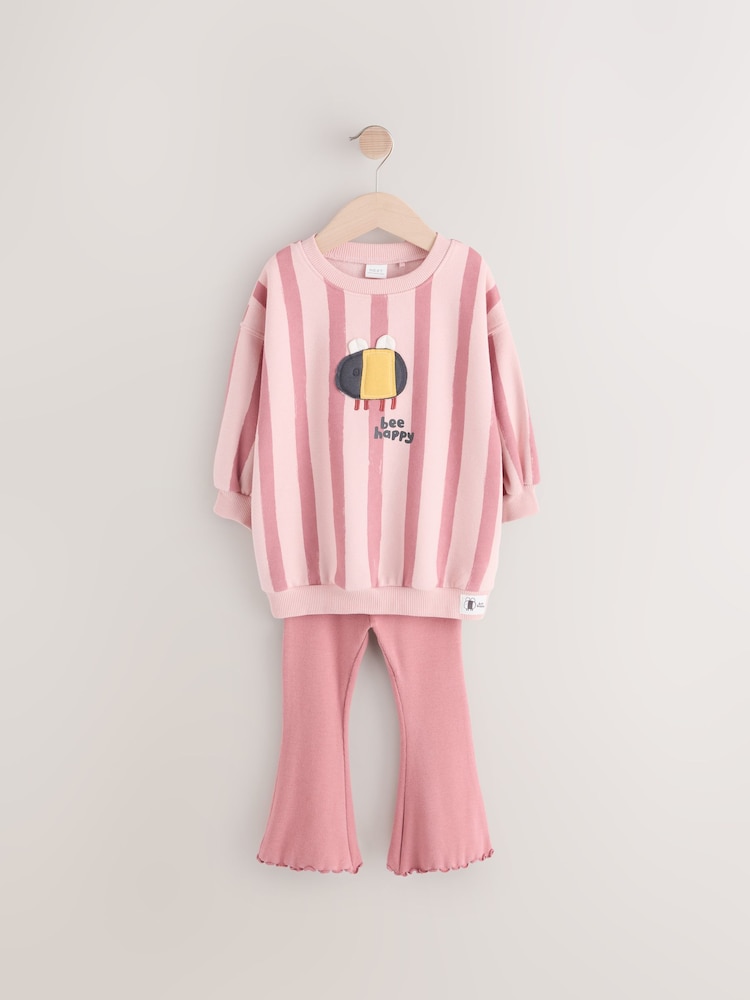 Pink Bee Sweatshirt and Flare Leggings Set (3mths-7yrs) - Image 5 of 9