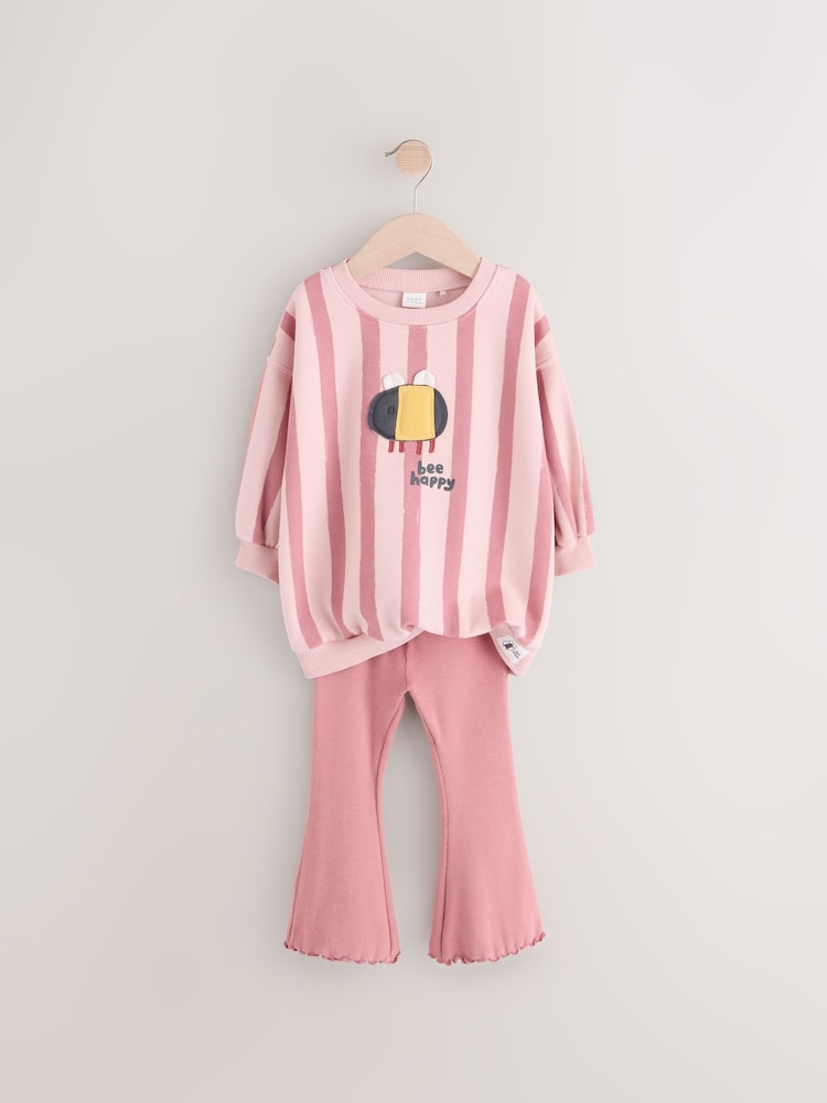 Pink Bee Sweatshirt and Flare Leggings Set (3mths-7yrs) - Image 6 of 9