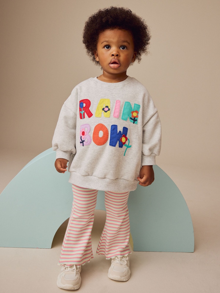 Grey Sweatshirt and Flare Leggings Set (3mths-7yrs) - Image 1 of 7