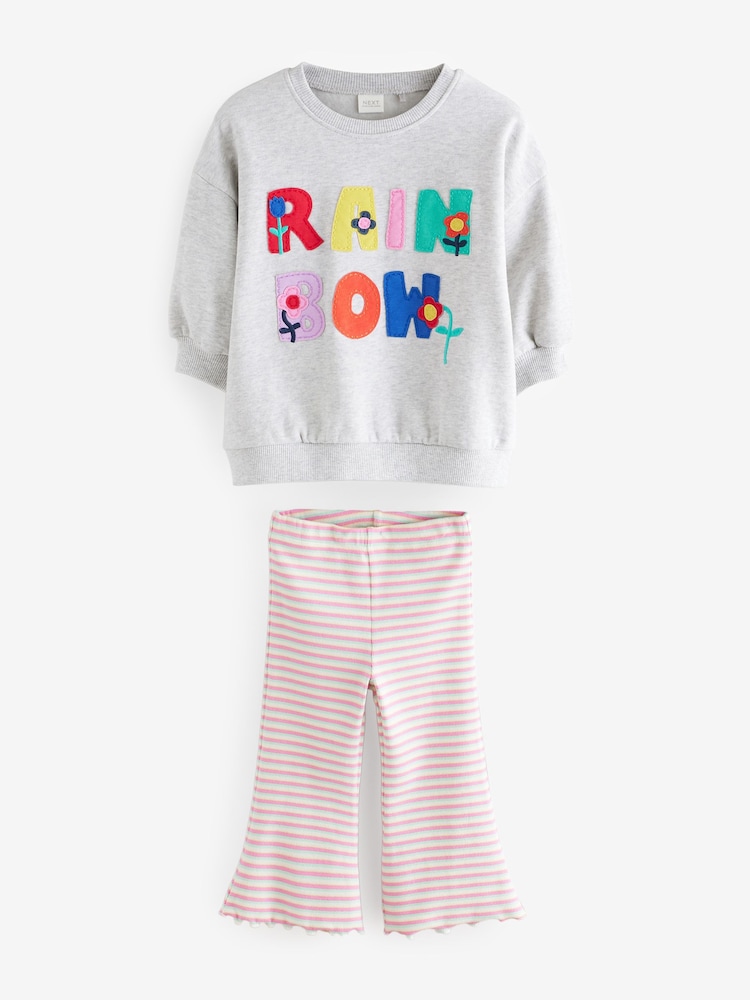Grey Sweatshirt and Flare Leggings Set (3mths-7yrs) - Image 4 of 7