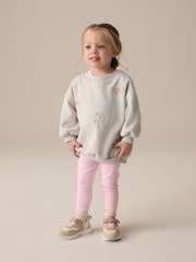 Pink Floral Embroided Sweatshirt and Leggings Set (3mths-7yrs) - Image 1 of 8