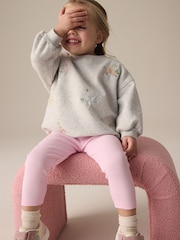Pink Floral Embroided Sweatshirt and Leggings Set (3mths-7yrs) - Image 2 of 8
