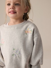Pink Floral Embroided Sweatshirt and Leggings Set (3mths-7yrs) - Image 4 of 8