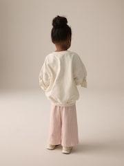 Cream Bunny Sweatshirt and Printed 100% Cotton Wide Leg Joggers Set (3mths-7yrs) - Image 2 of 8