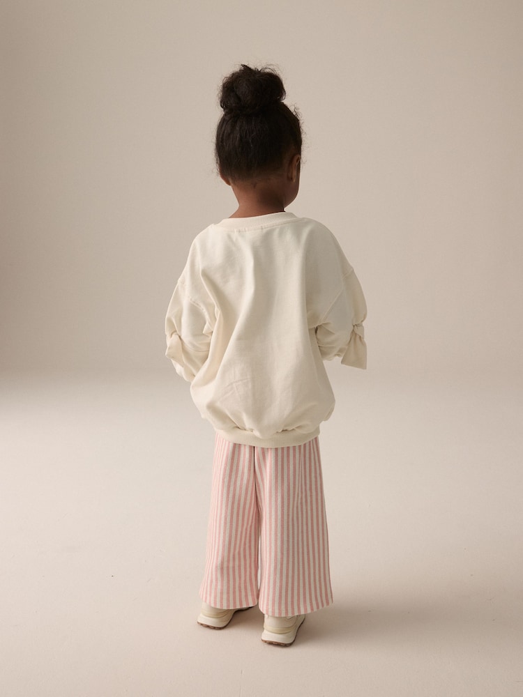 Cream Bunny Sweatshirt and Printed 100% Cotton Wide Leg Joggers Set (3mths-7yrs) - Image 2 of 8