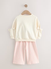 Cream Bunny Sweatshirt and Printed 100% Cotton Wide Leg Joggers Set (3mths-7yrs) - Image 6 of 8