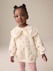 Cream Floral Collared Sweatshirt & Leggings Set (3mths-7yrs) - Image 2 of 7