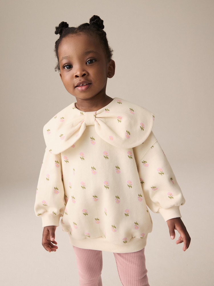 Cream Floral Collared Sweatshirt & Leggings Set (3mths-7yrs) - Image 2 of 7
