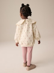 Cream Floral Collared Sweatshirt & Leggings Set (3mths-7yrs) - Image 3 of 7