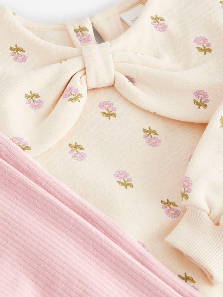 Cream Floral Collared Sweatshirt & Leggings Set (3mths-7yrs) - Image 7 of 7
