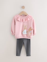 Pink Collared Crew Sweatshirt & Leggings Set (3mths-7yrs) - Image 5 of 9