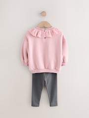 Pink Collared Crew Sweatshirt & Leggings Set (3mths-7yrs) - Image 6 of 9