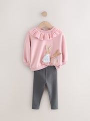 Pink Collared Crew Sweatshirt & Leggings Set (3mths-7yrs) - Image 7 of 9