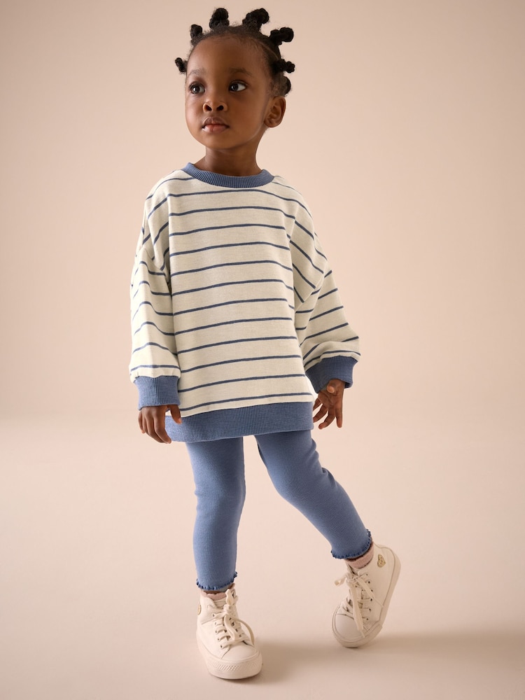 Blue Stripe Sweatshirt and Leggings Set (3mths-7yrs) - Image 1 of 9