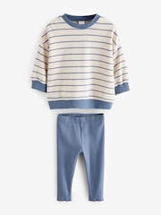 Blue Stripe Sweatshirt and Leggings Set (3mths-7yrs) - Image 6 of 9