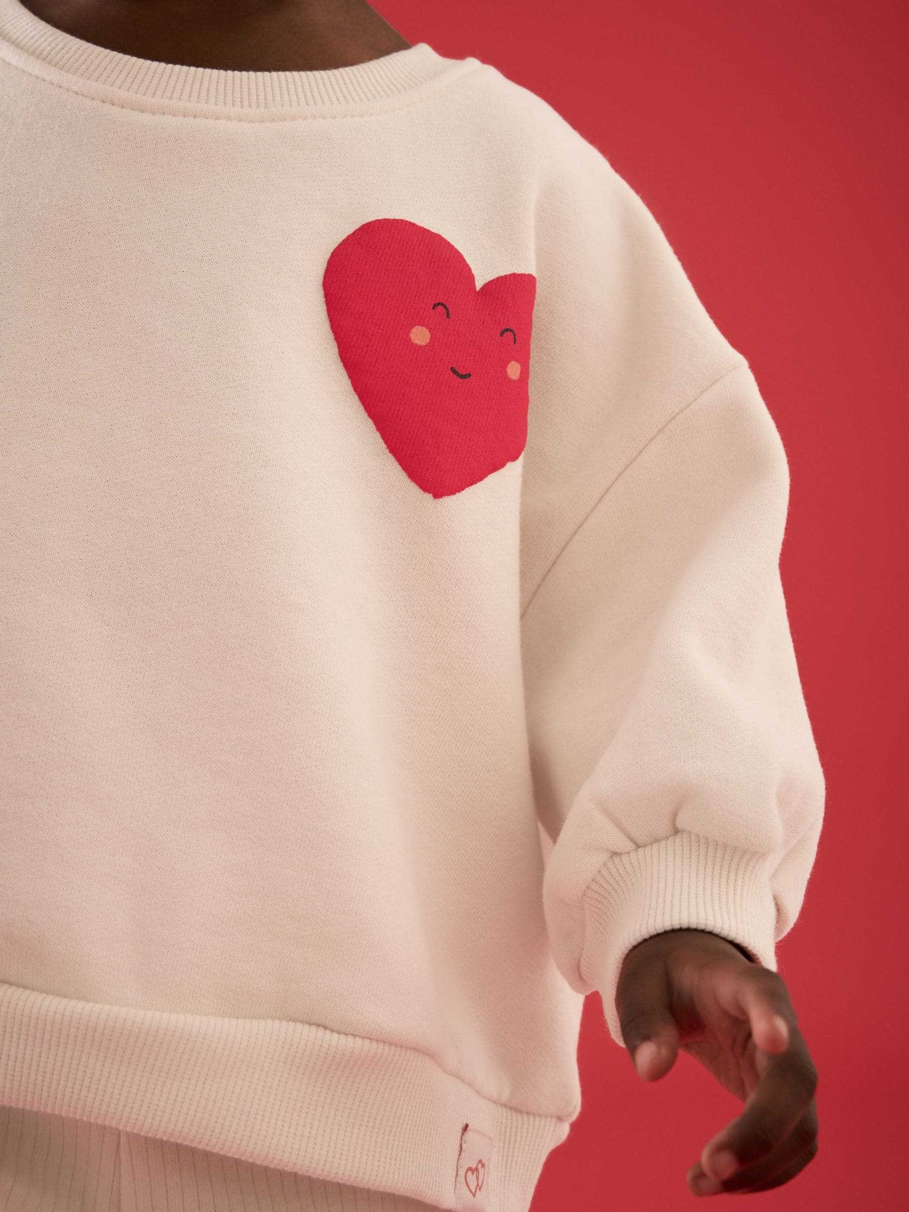 ファッション通販 安い and Sweatshirt Heart Cream Buy Wide (3mths Set Trousers Leg トップス