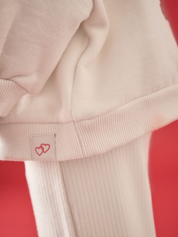 Cream Heart Sweatshirt and Wide Leg Trousers Set (3mths-7yrs) - Image 4 of 8