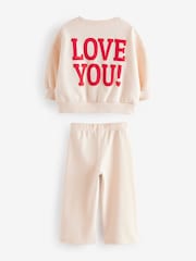Cream Heart Sweatshirt and Wide Leg Trousers Set (3mths-7yrs) - Image 5 of 8