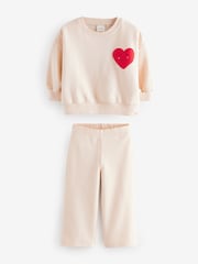 Cream Heart Sweatshirt and Wide Leg Trousers Set (3mths-7yrs) - Image 6 of 8
