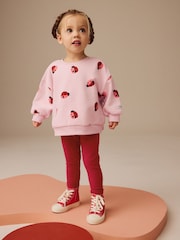 Pink/Red Ladybird Sweatshirt and Leggings Set (3mths-7yrs) - Image 1 of 7