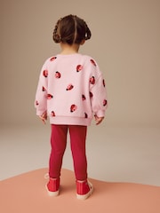 Pink/Red Ladybird Sweatshirt and Leggings Set (3mths-7yrs) - Image 3 of 7