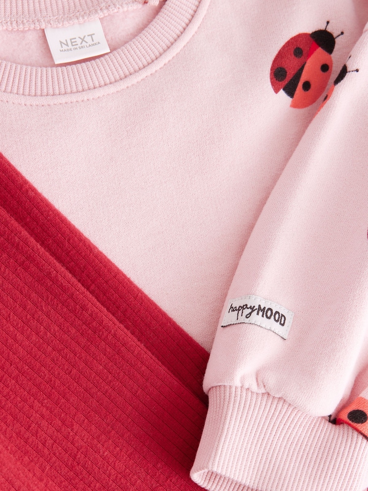 Pink/Red Ladybird Sweatshirt and Leggings Set (3mths-7yrs) - Image 7 of 7