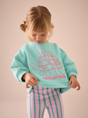 Turquoise Blue Stripe Sweatshirt and Flare Leggings Set (3mths-7yrs) - Image 2 of 7