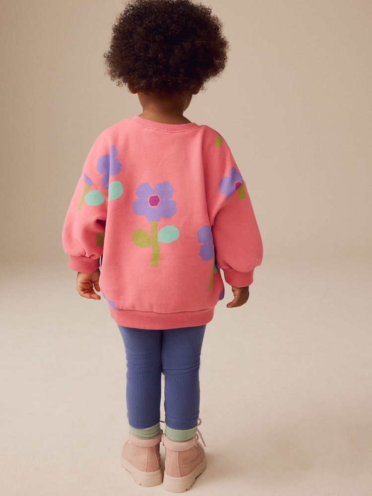 Pink Flowers Sweatshirt and Leggings Set (3mths-7yrs) - Image 3 of 9