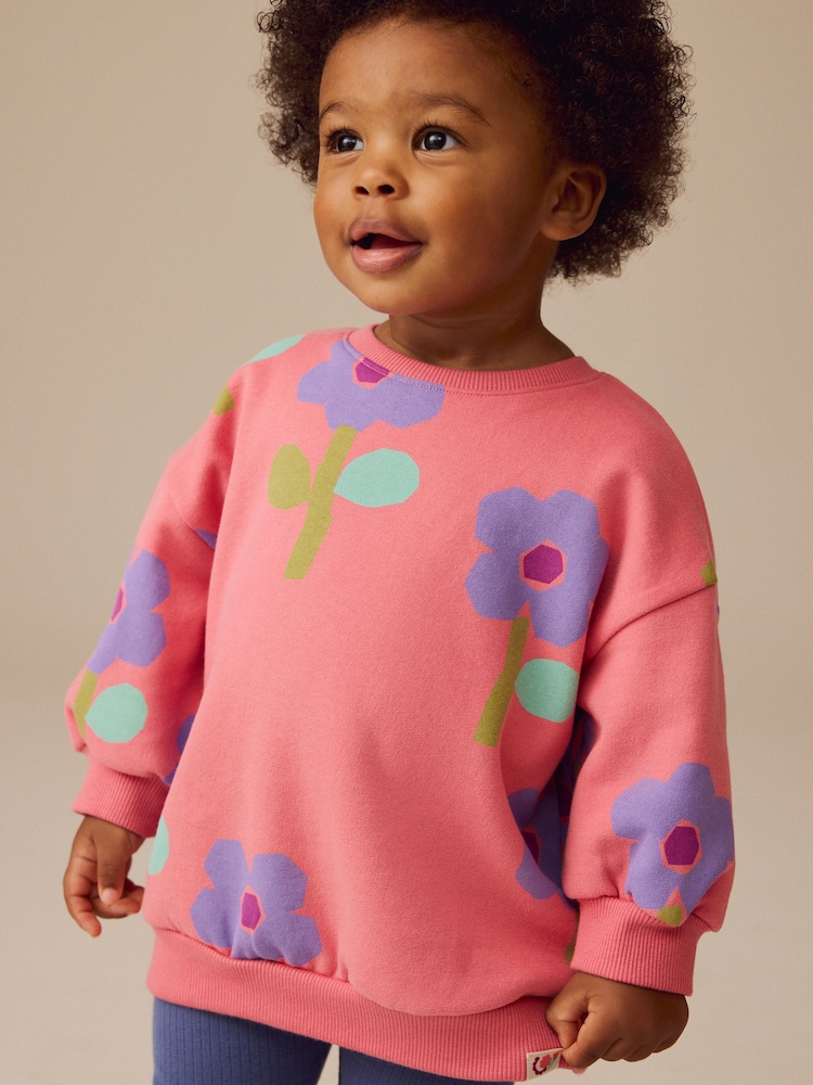 Pink Flowers Sweatshirt and Leggings Set (3mths-7yrs) - Image 4 of 9