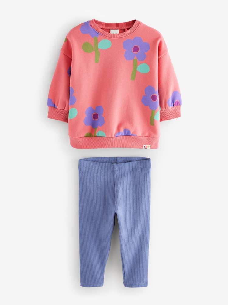 Pink Flowers Sweatshirt and Leggings Set (3mths-7yrs) - Image 6 of 9