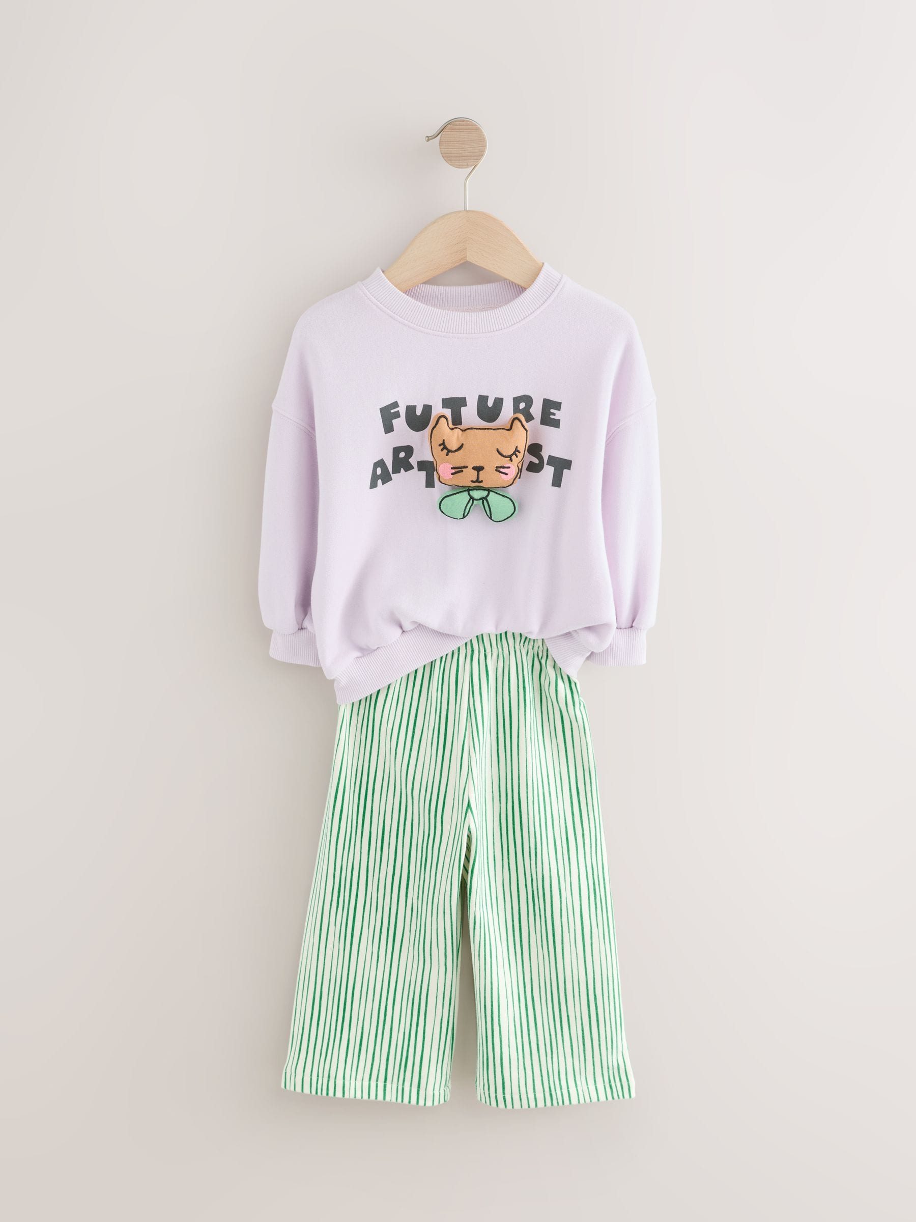パーティを彩るご馳走や Buy Leg Wide Cotton 100% Printed and Sweatshirt Stripe Green パンツ